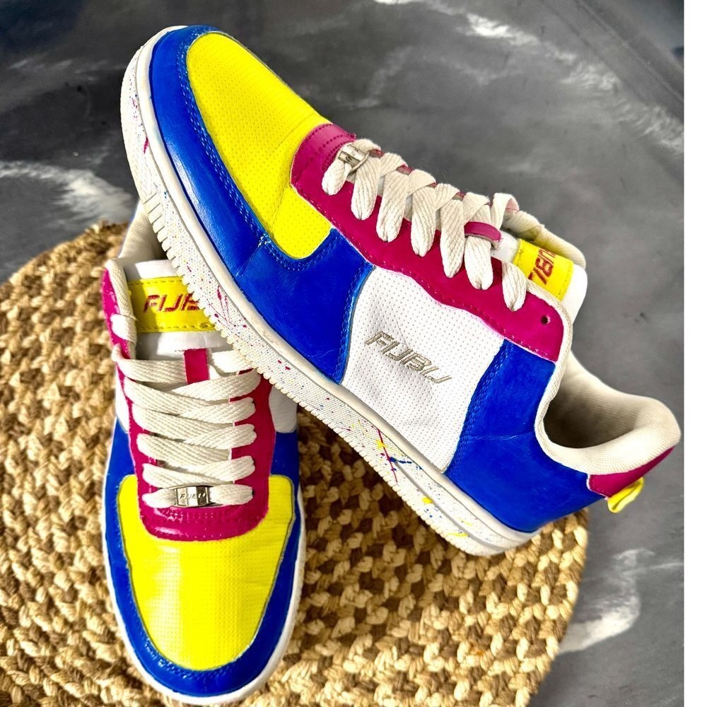 FUBU Y2K Colorblock Sneakers Athletic Shoes Retro Style Yellow Blue Pink